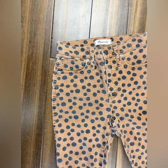 Size 23 MADEWELL 10" High-Rise Skinny Jeans in Leopard Tan Cut - Picture 3 of 10
